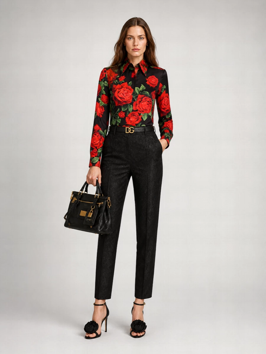 Dolce&Gabbana Rose Print Silk Shirt