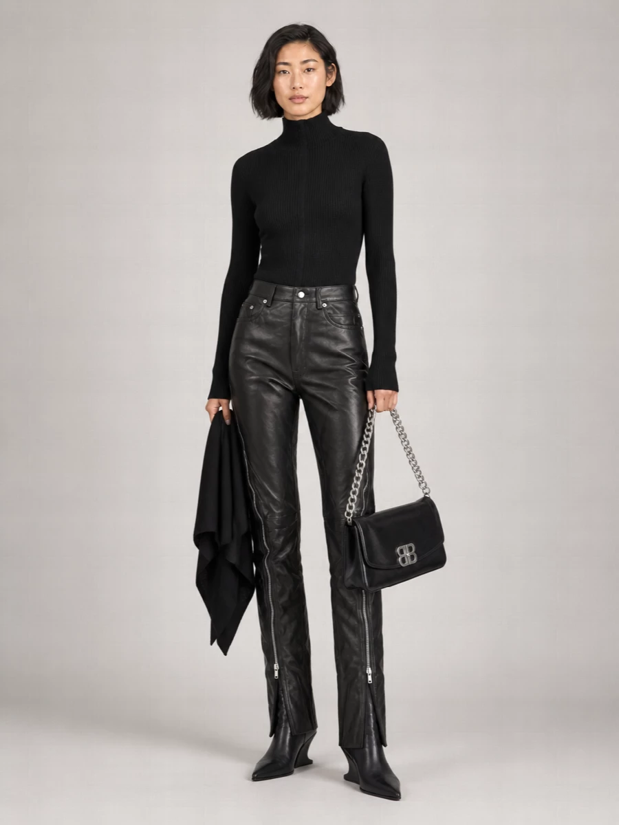 Rick Owens Leather High-Rise Trousers
