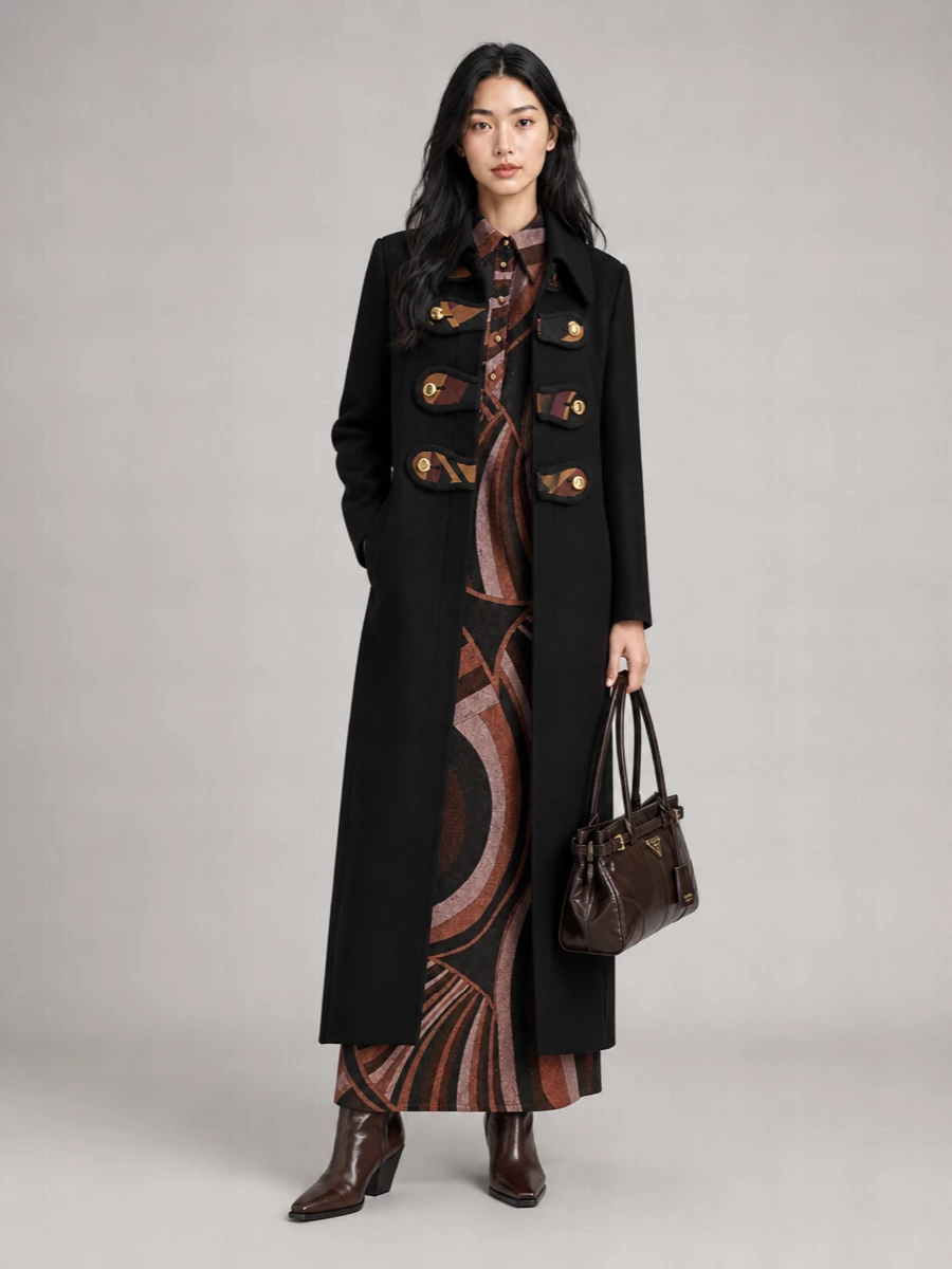 Pucci wool long single breasted coat