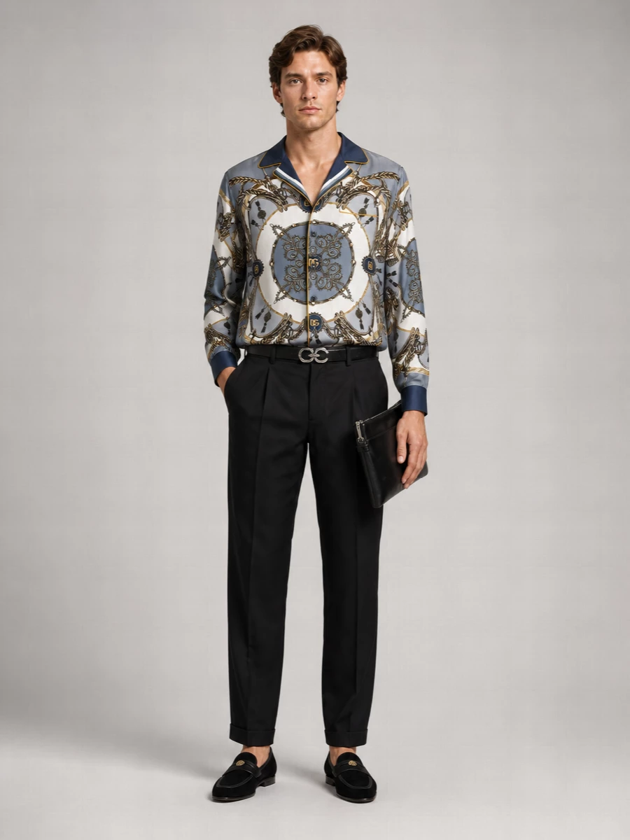 Dolce&Gabbana Silk Printed Bowling Shirt