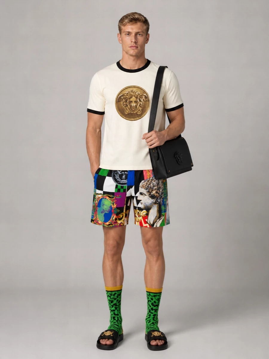 Versace Printed Silk Bermuda Shorts
