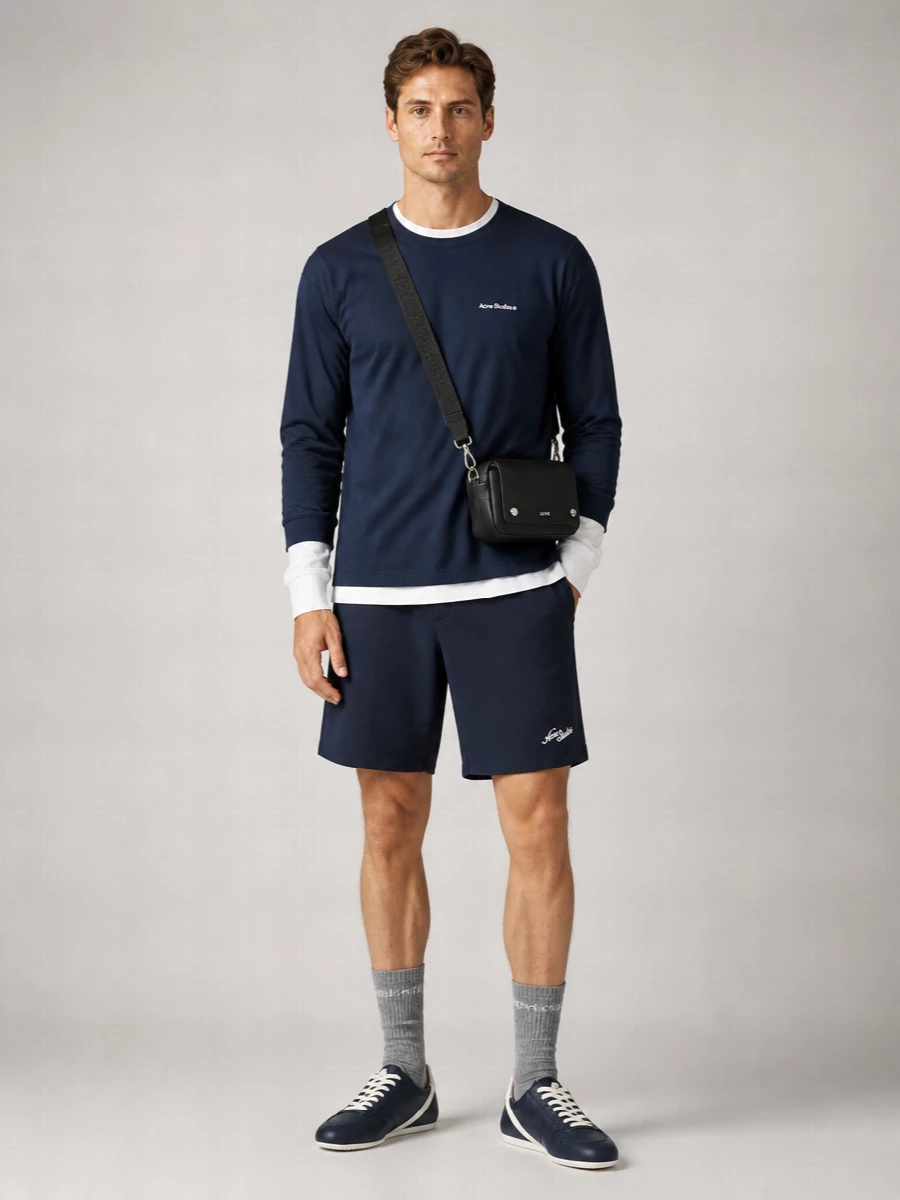 Acne Studios Organic Cotton Relaxed-Fit Wide-Leg Cropped Chino Shorts