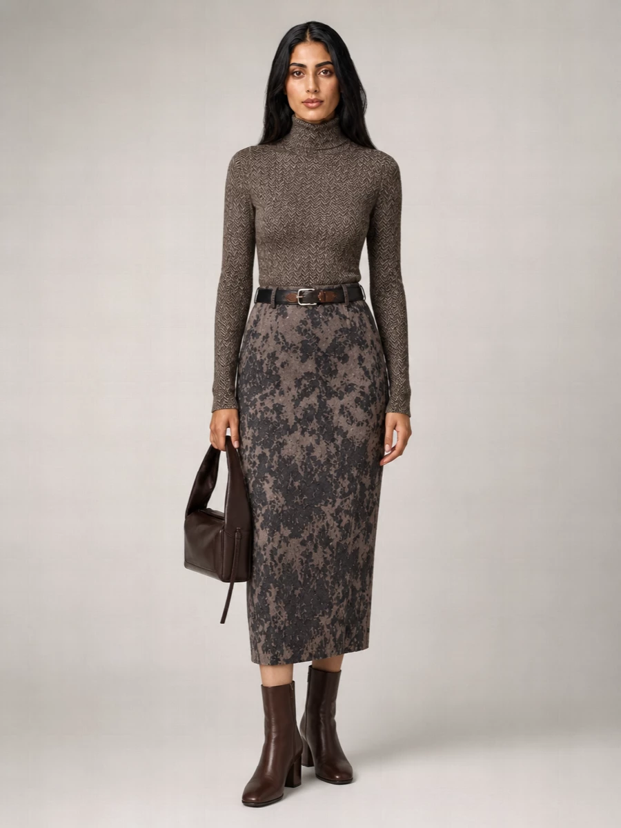 Maison Margiela wool argyle knit midi skirt