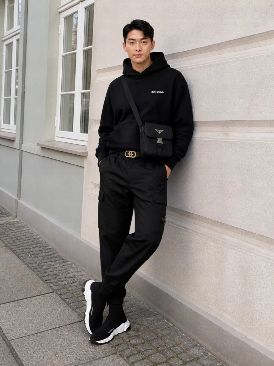 Palm angels hoodie stone island joggers outfit
