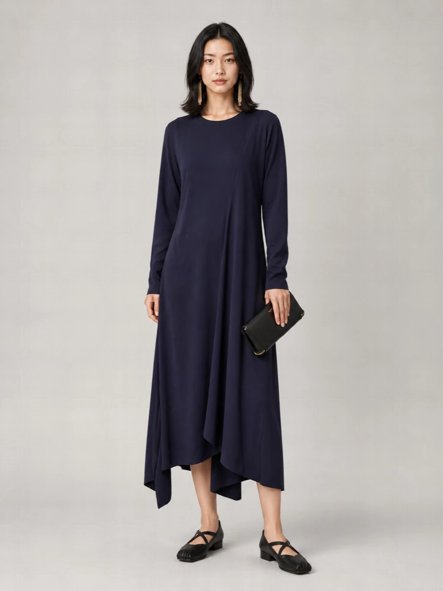 Uma Wang long-sleeve draped midi dress