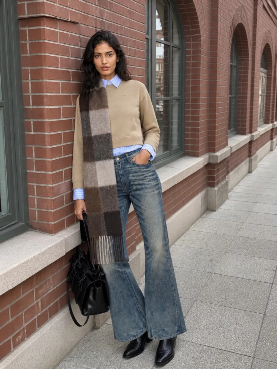 Acne studios flared jeans western boots outfit
