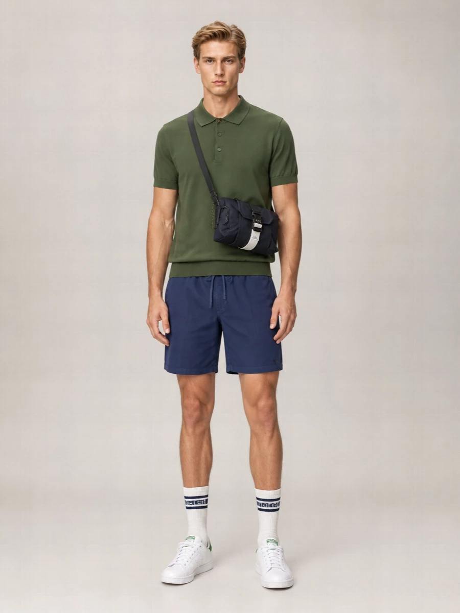 K-Way Ribbed Cotton Short-Sleeve Polo Shirt