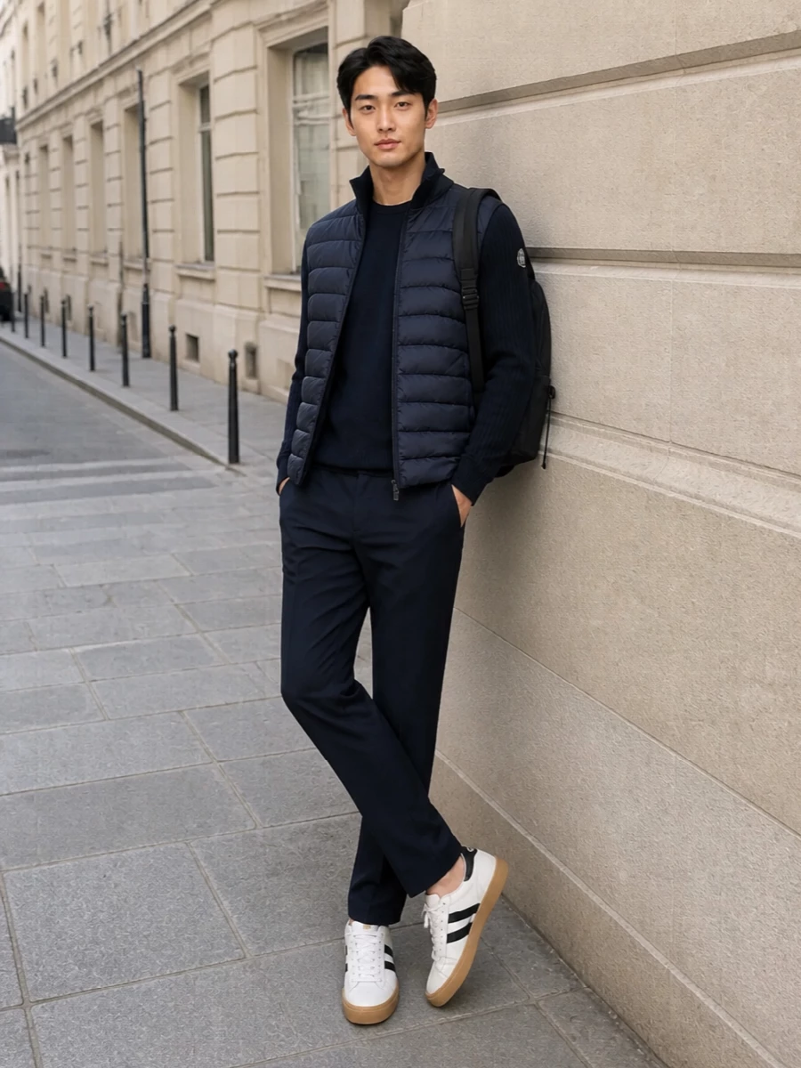Moncler hybrid jacket technical trousers outfit