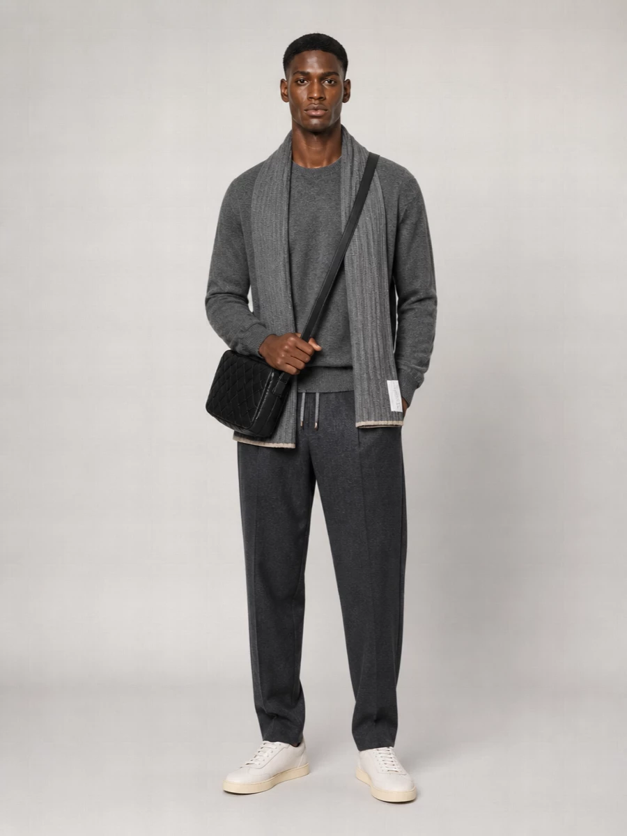Brunello Cucinelli Cashmere Ribbed-Trim Crew-Neck Sweater