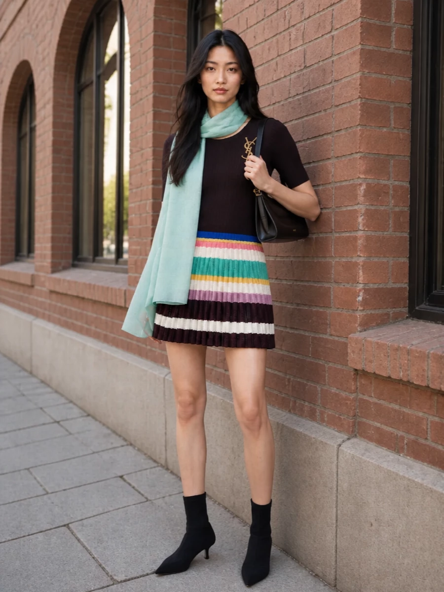 Alaia striped knit mini dress ankle boots