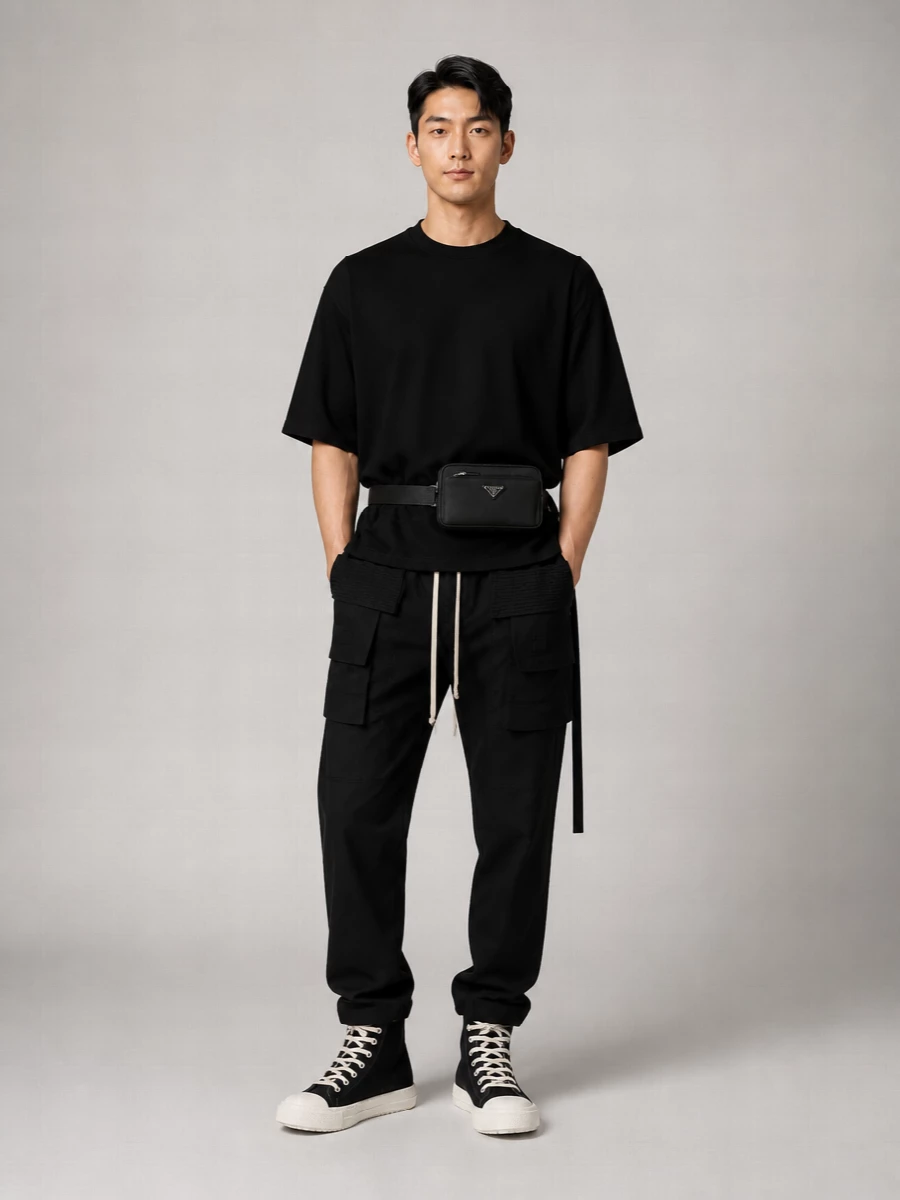 Rick Owens Drkshdw Cotton Creatch Cargo Drawstring Trousers