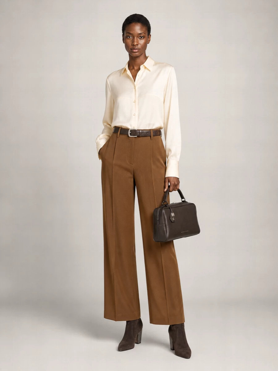 Brunello Cucinelli High-Rise Wide-Leg Suit Trousers