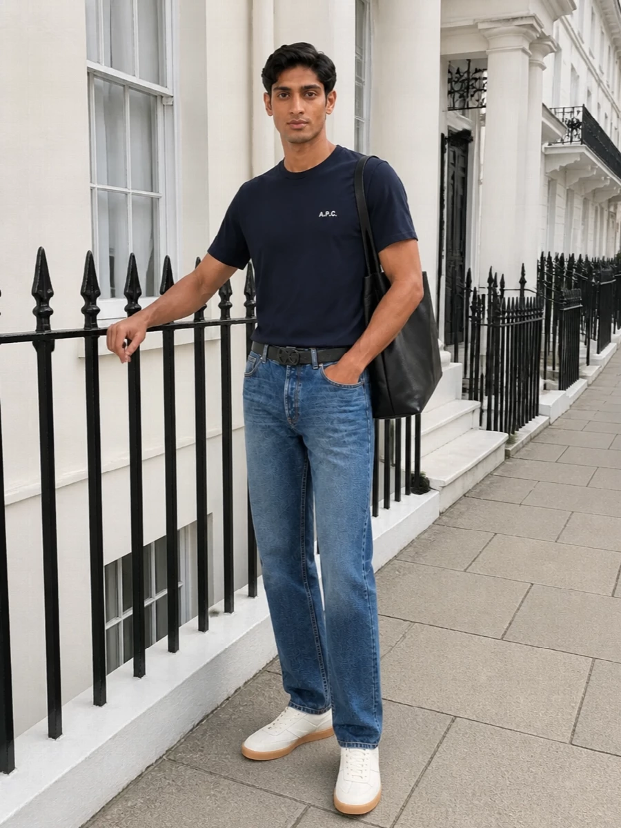 Apc jeans navy tee margiela sneakers