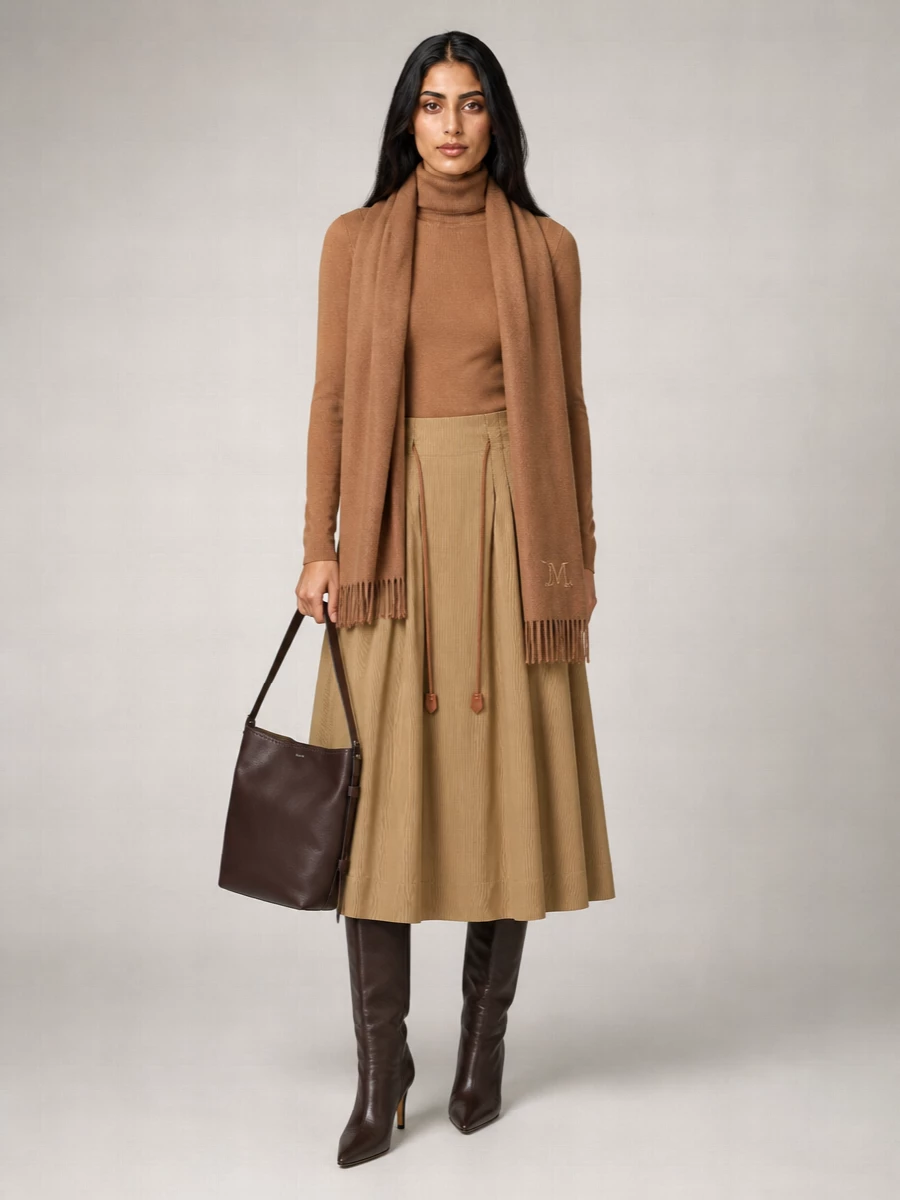 Max Mara Cotton Pleated Maxi Skirt