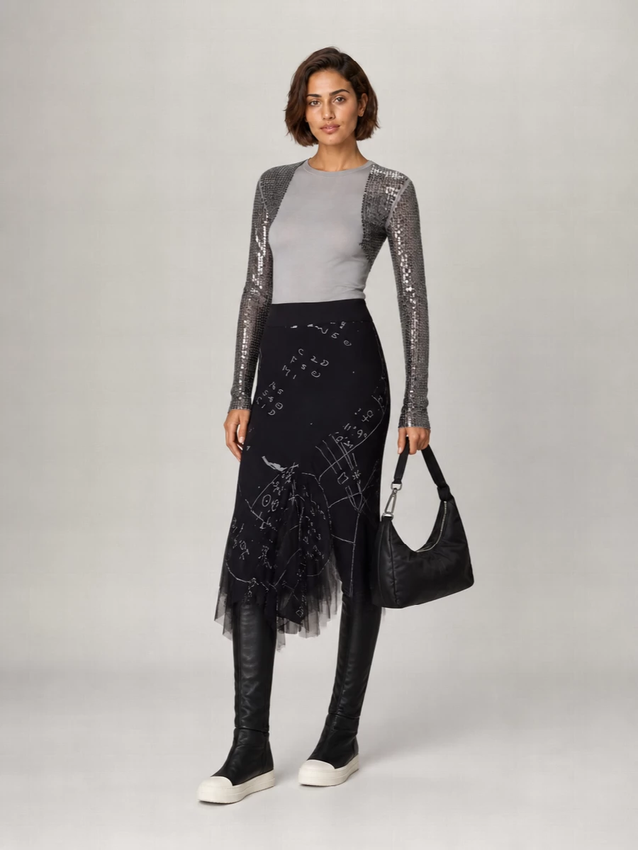 Rick Owens Sequin-Embellished Slim-Fit Long-Sleeve Top