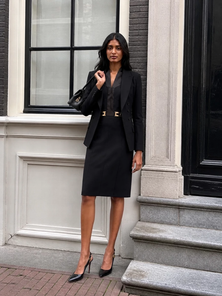 Elisabetta franchi black blazer dress outfit