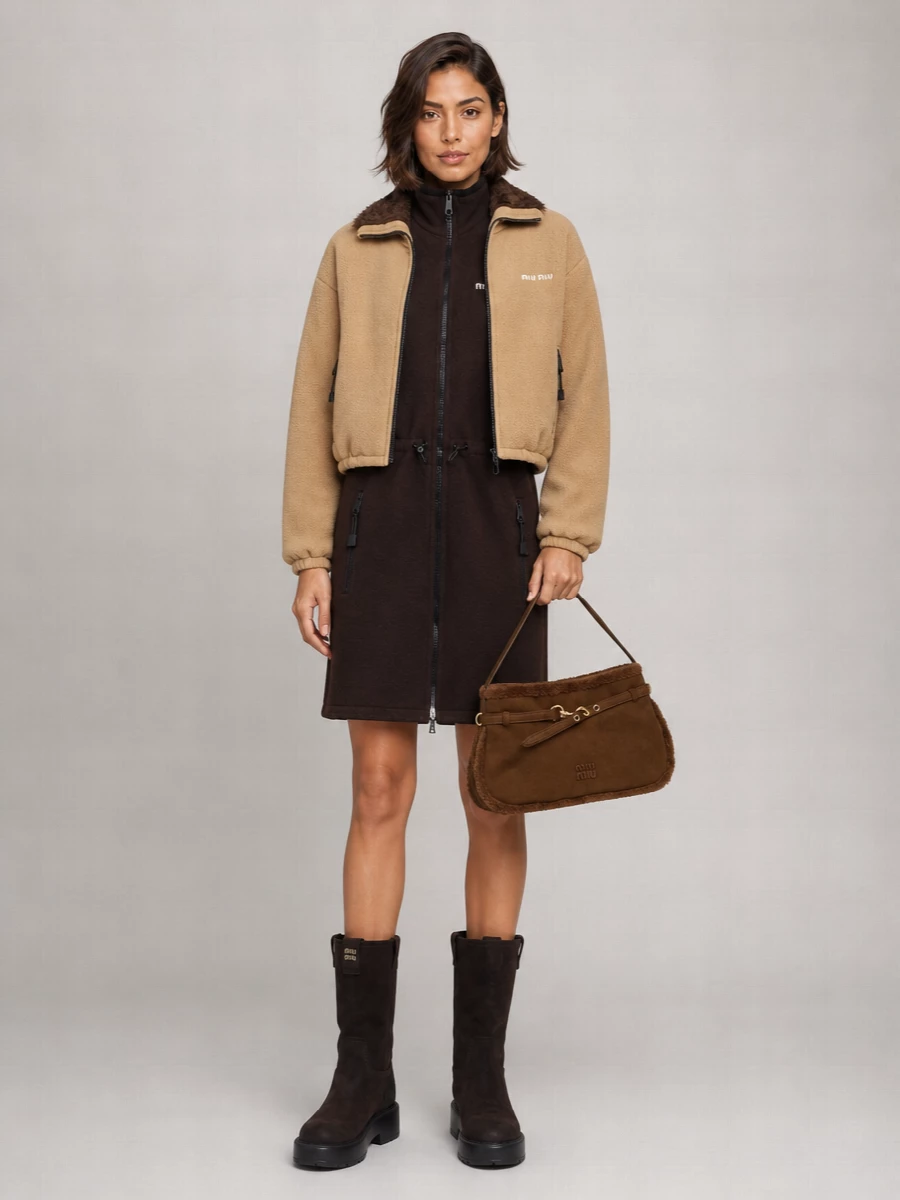 Miu Miu Down Cropped Fleece Jacket