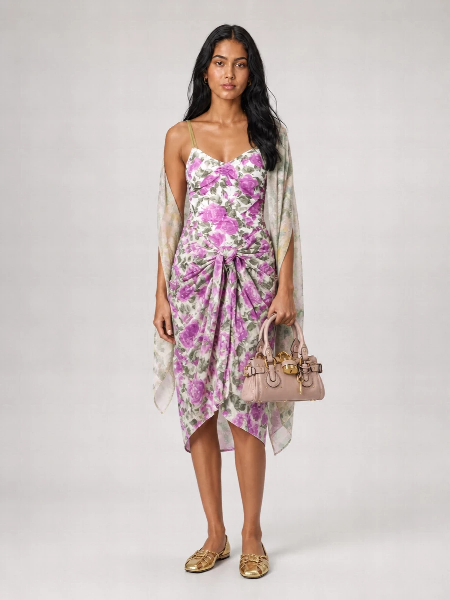 Chloé Floral-Print V-Neck Bodysuit