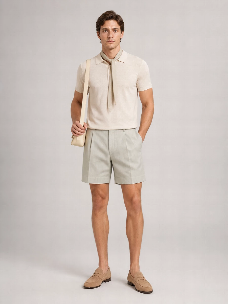 Lardini Linen Pleated Tailored Shorts