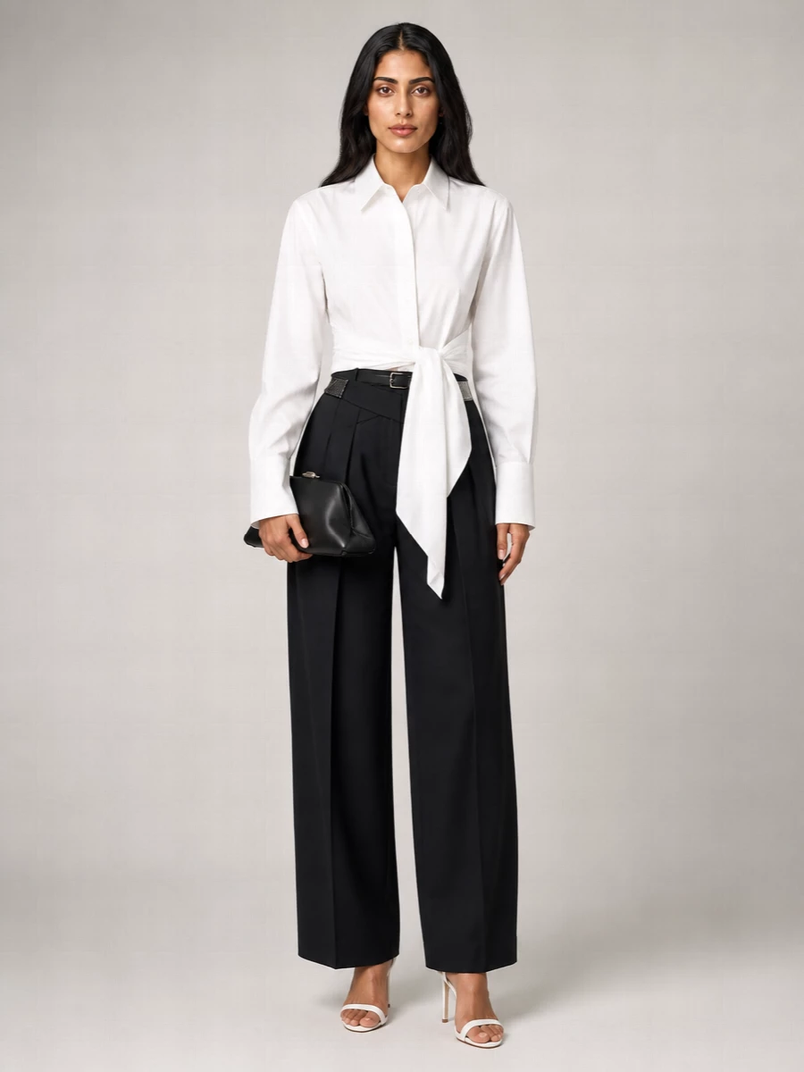 The Attico Asymmetric Cotton Mini Shirt Dress