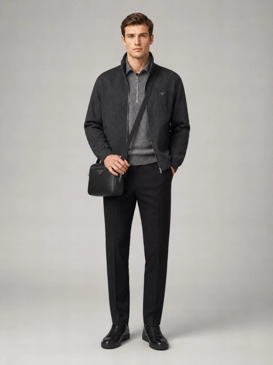 Prada virgin wool zip-up shirt jacket