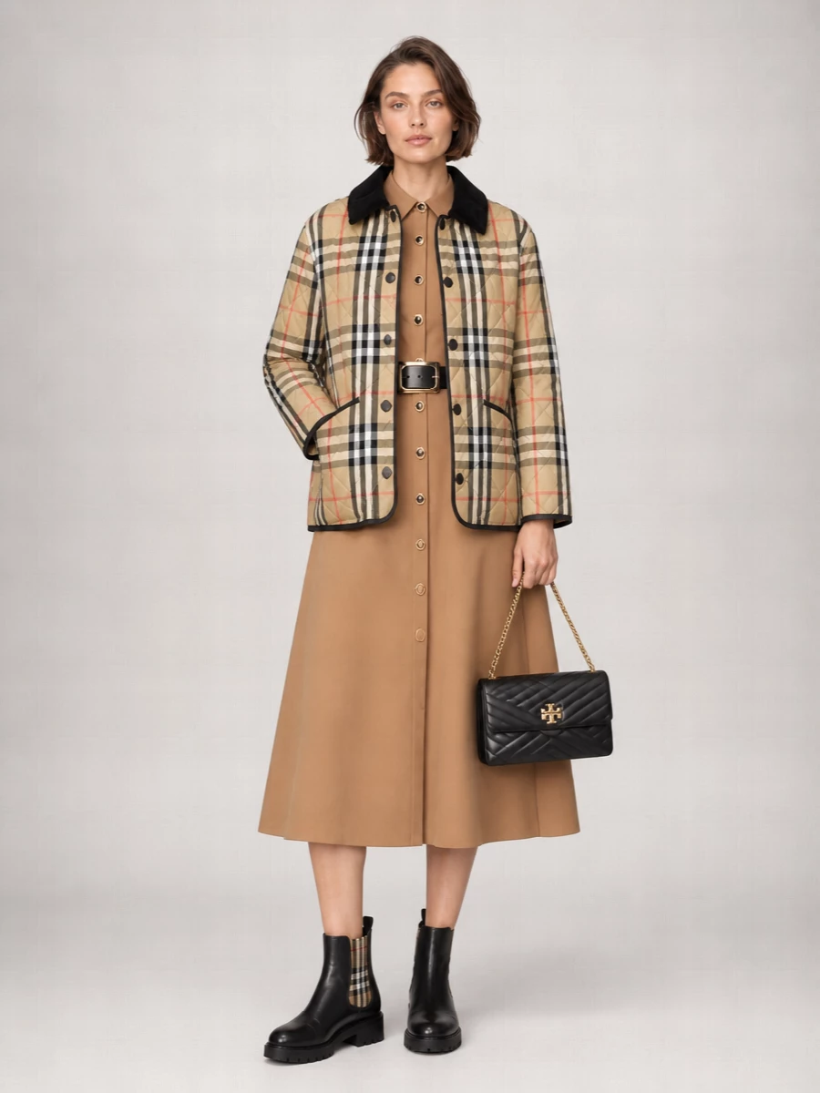 Burberry Checked Single-Breasted Coat