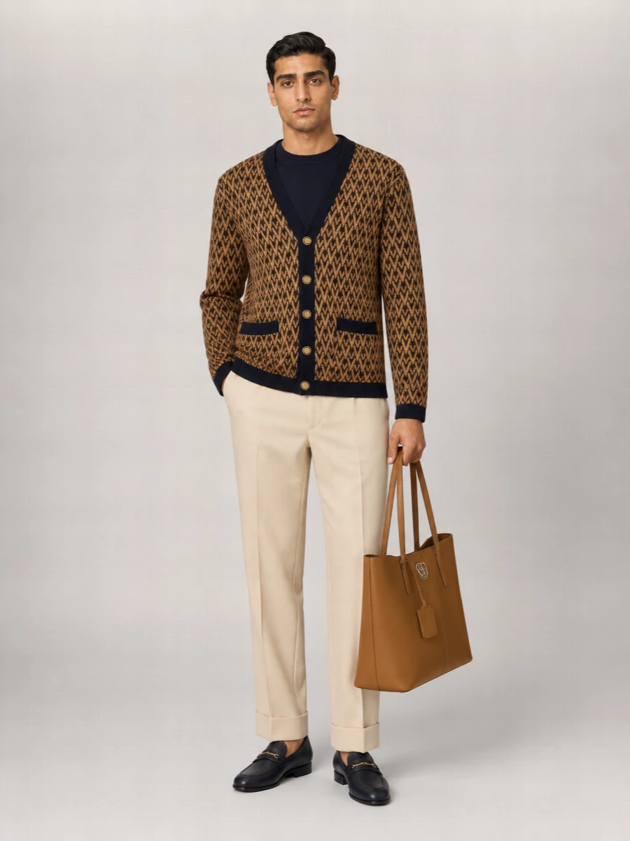 Valentino Garavani Cashmere Jacquard V-Neck Cardigan