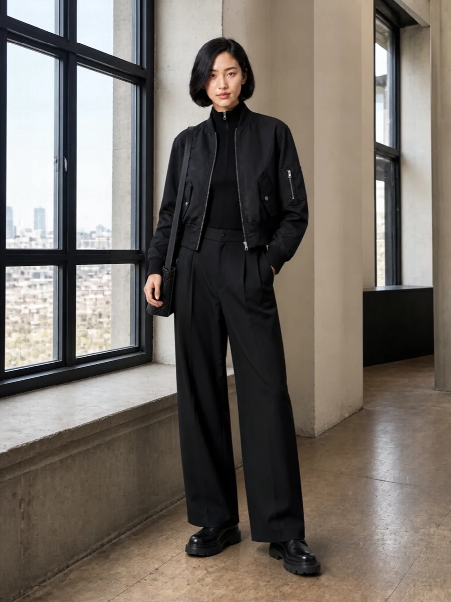 Frankie shop bomber wide leg trousers boots