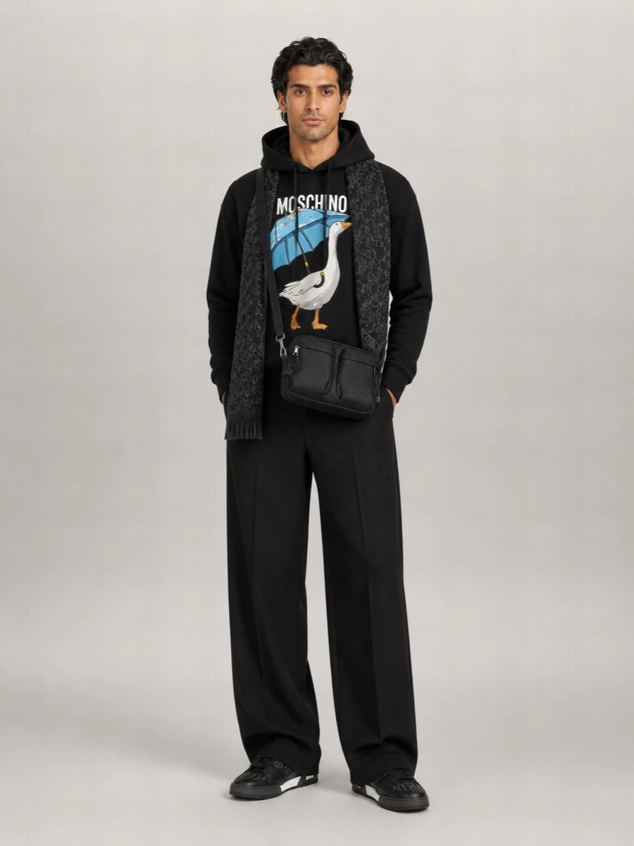 Moschino Cotton Goose Print Hoodie