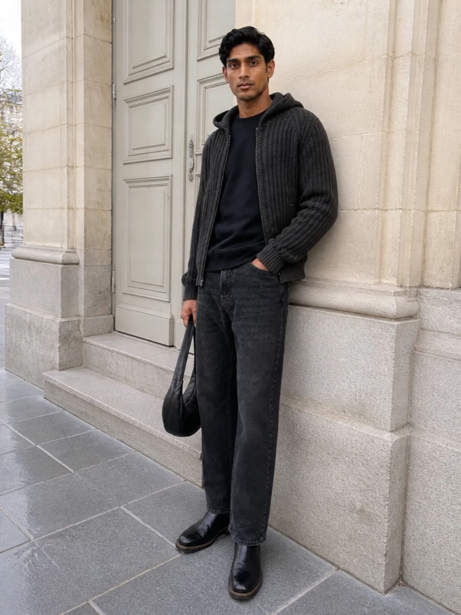 Our legacy charcoal knit black jeans boots