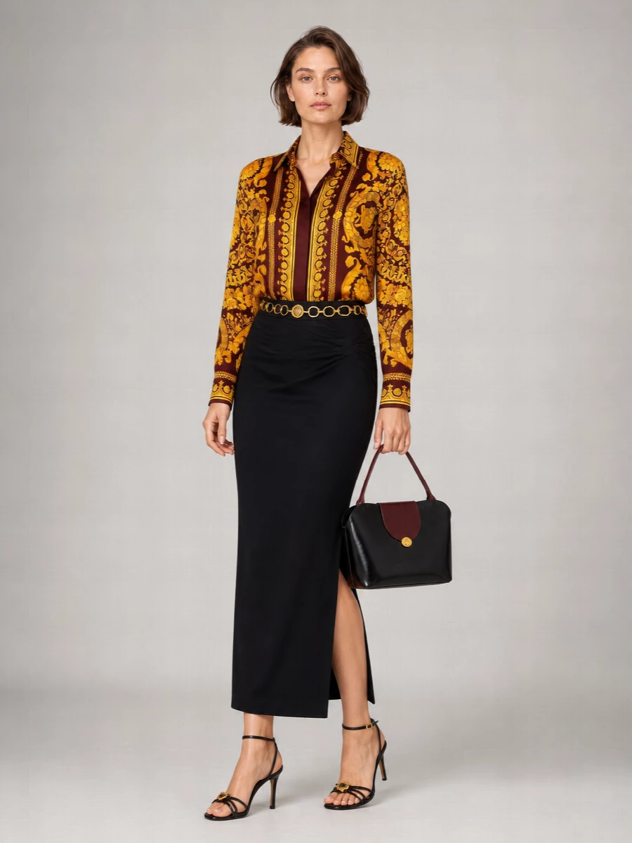 Versace Silk Baroque-Print Relaxed-Fit Shirt