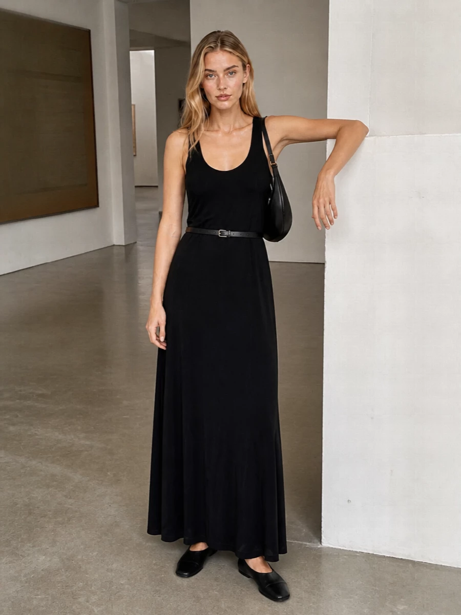 Our legacy black slip dress aeyde flats