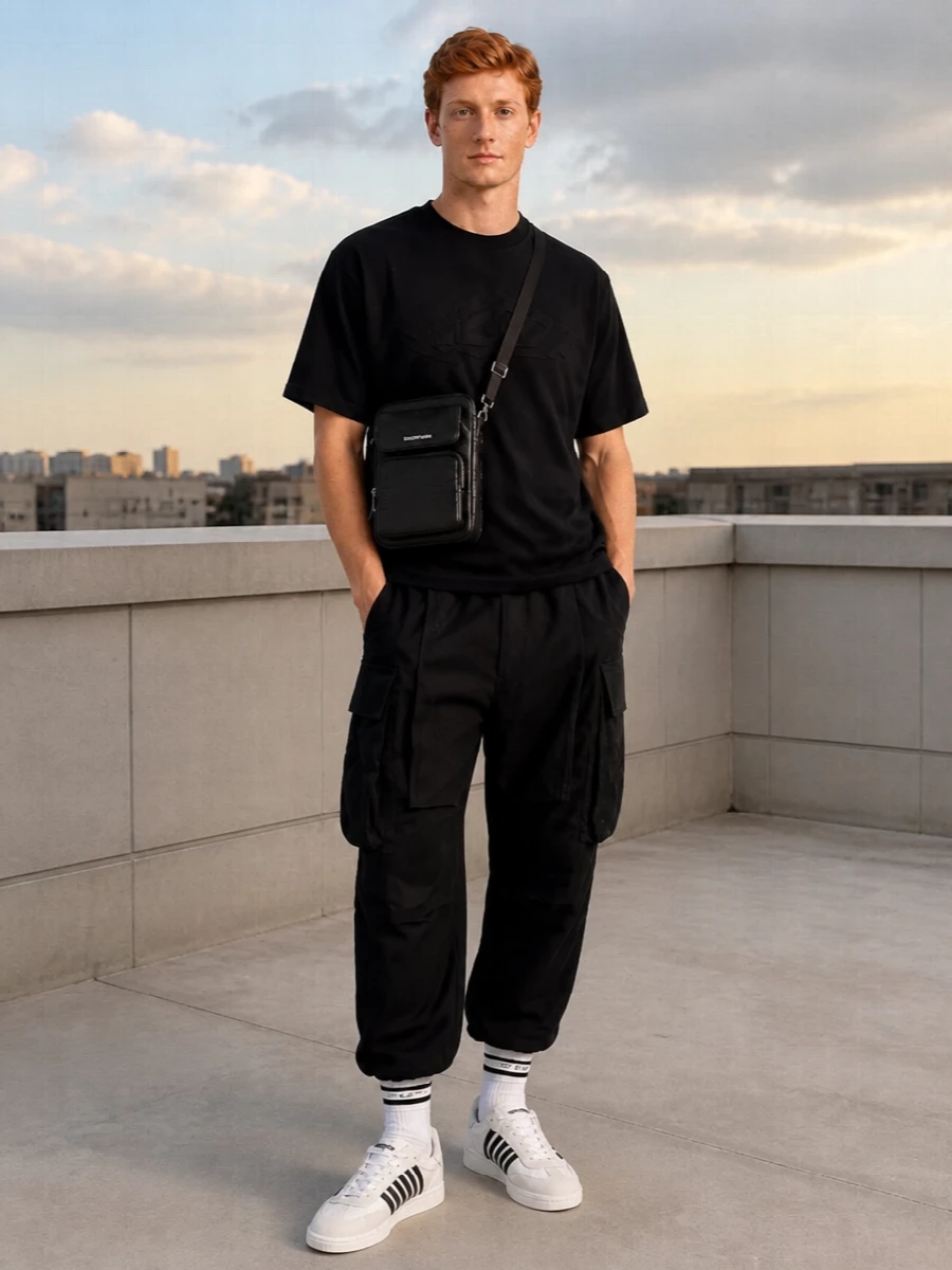 Dsquared2 black cargo joggers monochrome streetwear