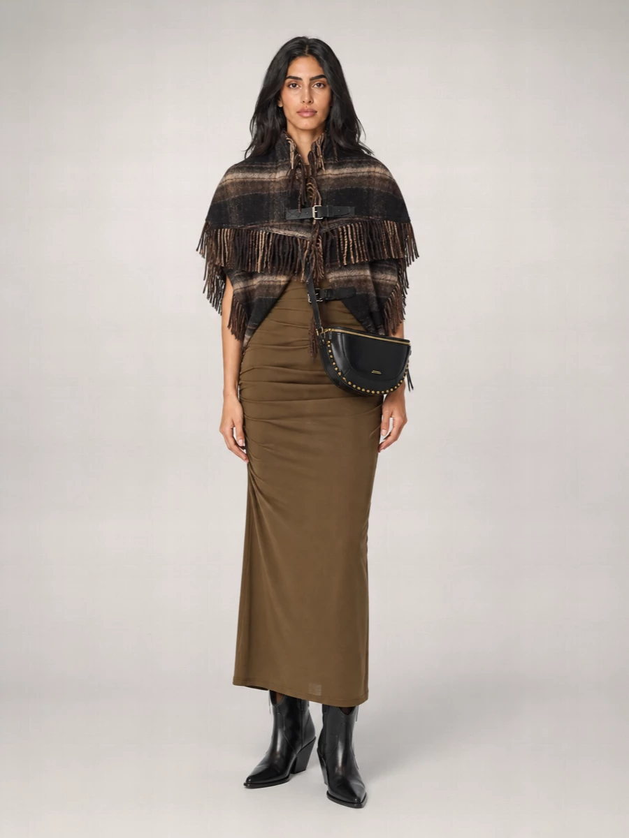 Isabel Marant Etoile Wool Sleeveless Checked Cape
