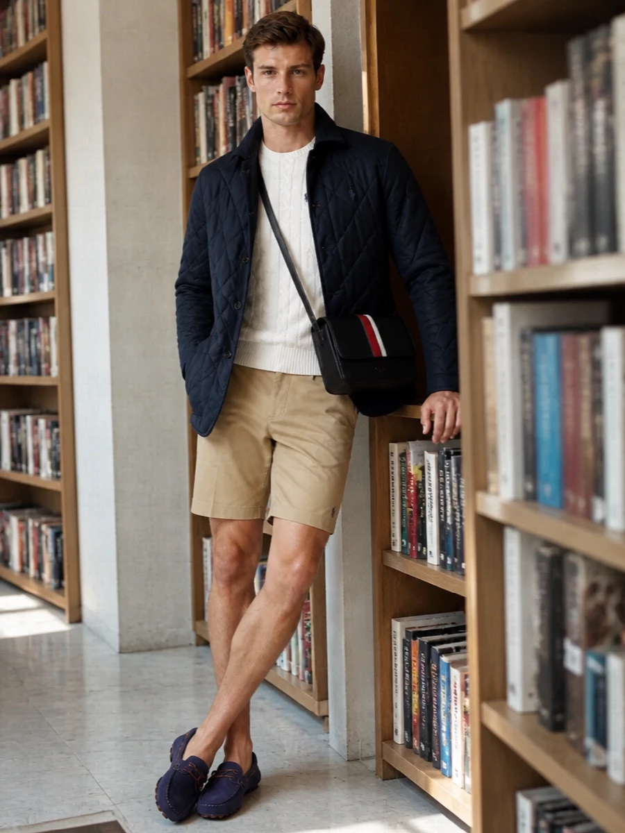 Ralph lauren quilted coat tods loafers outfit