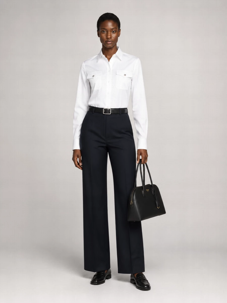 Prada Cotton Wide-Leg Trousers