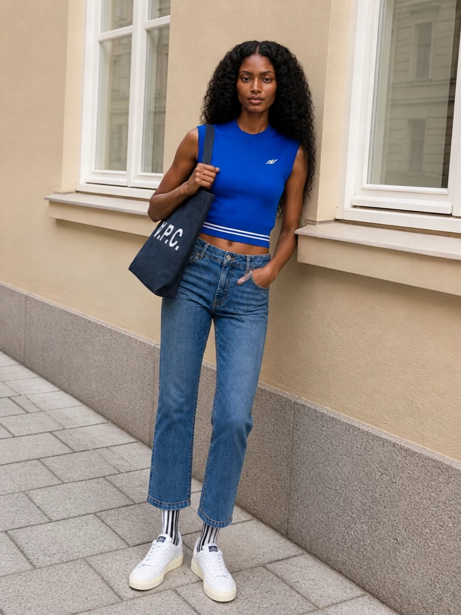 Autry tank sportmax cropped jeans autry sneakers