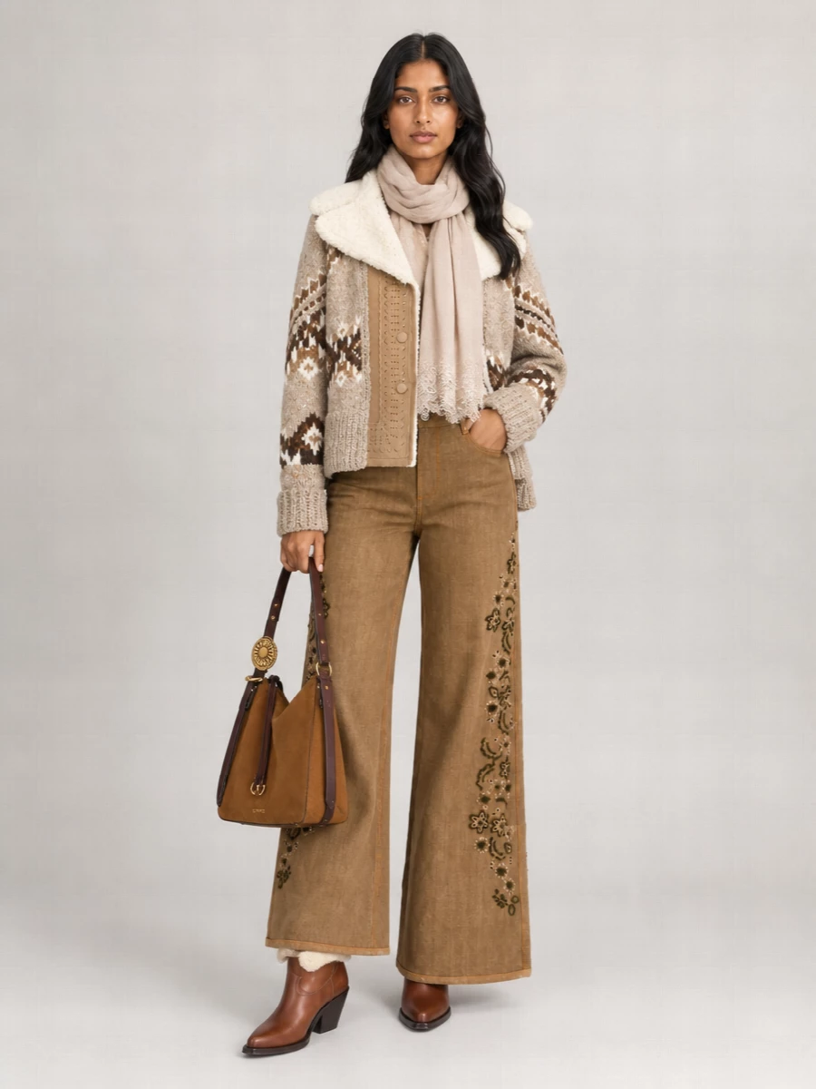 Ermanno Scervino chunky-knit fair isle cardigan coat
