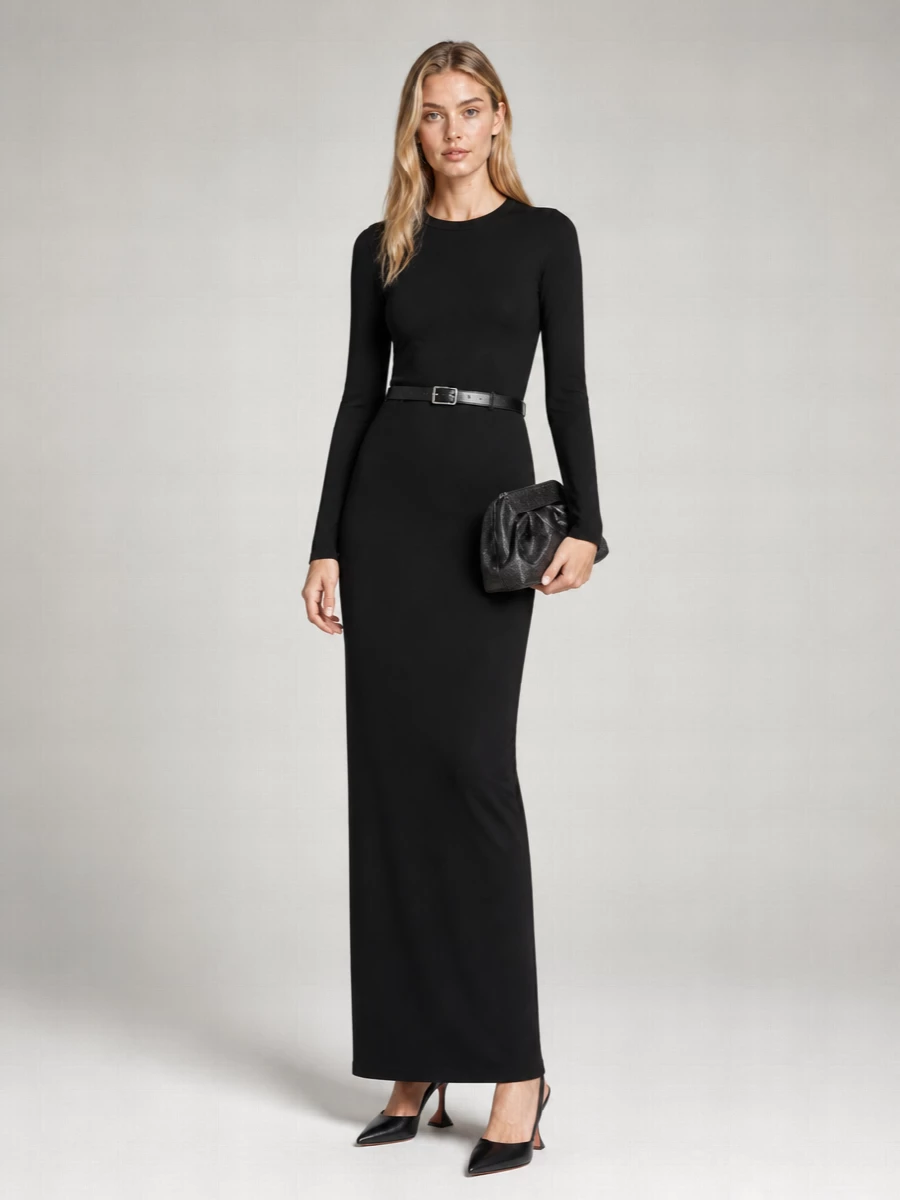 The Andamane Ruched Open Back Maxi Dress