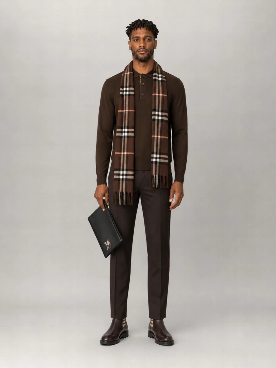 Burberry merino wool long-sleeve polo sweater