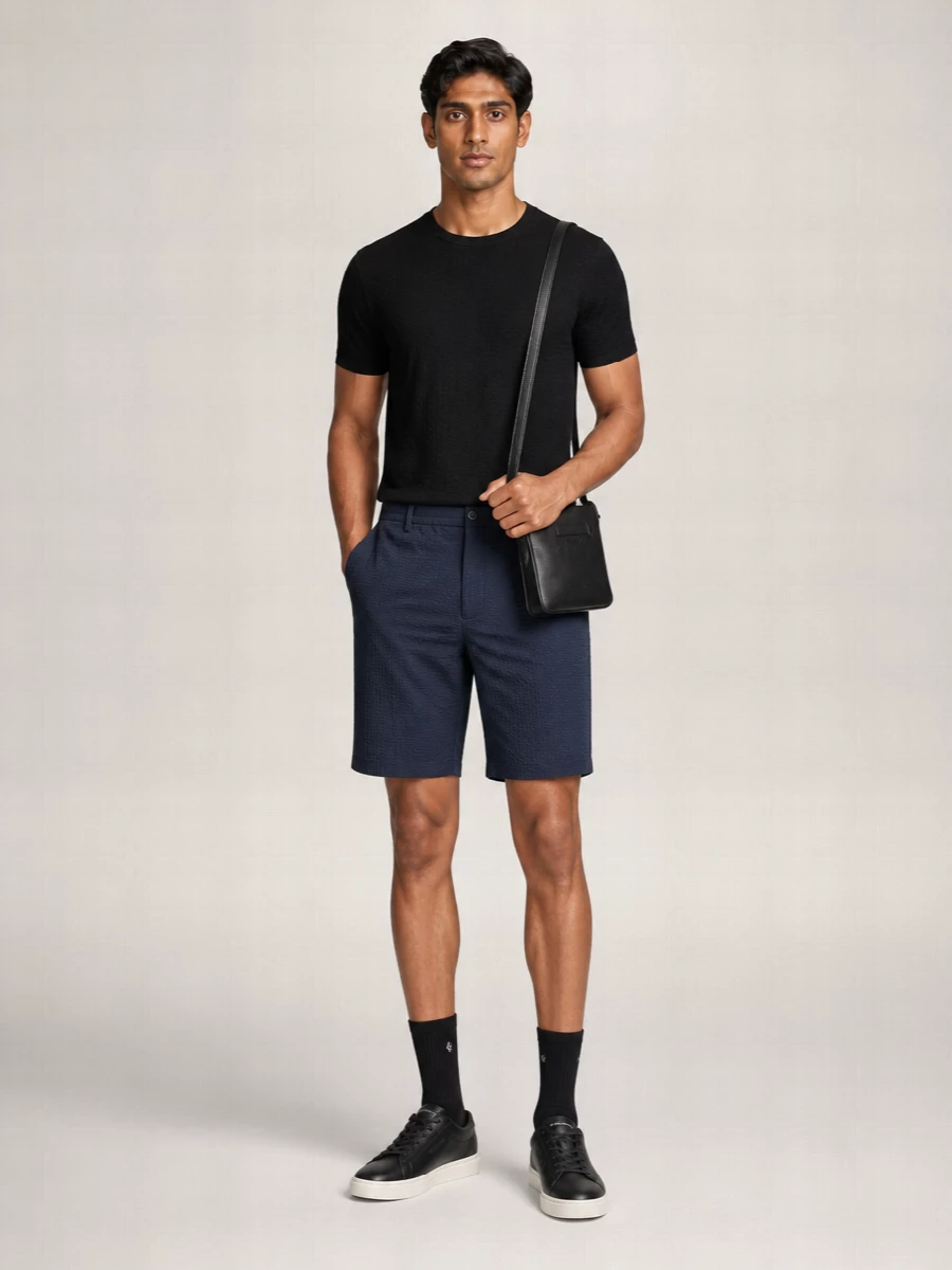 Emporio Armani Textured Knit Short-Sleeve Crew-Neck Jumper