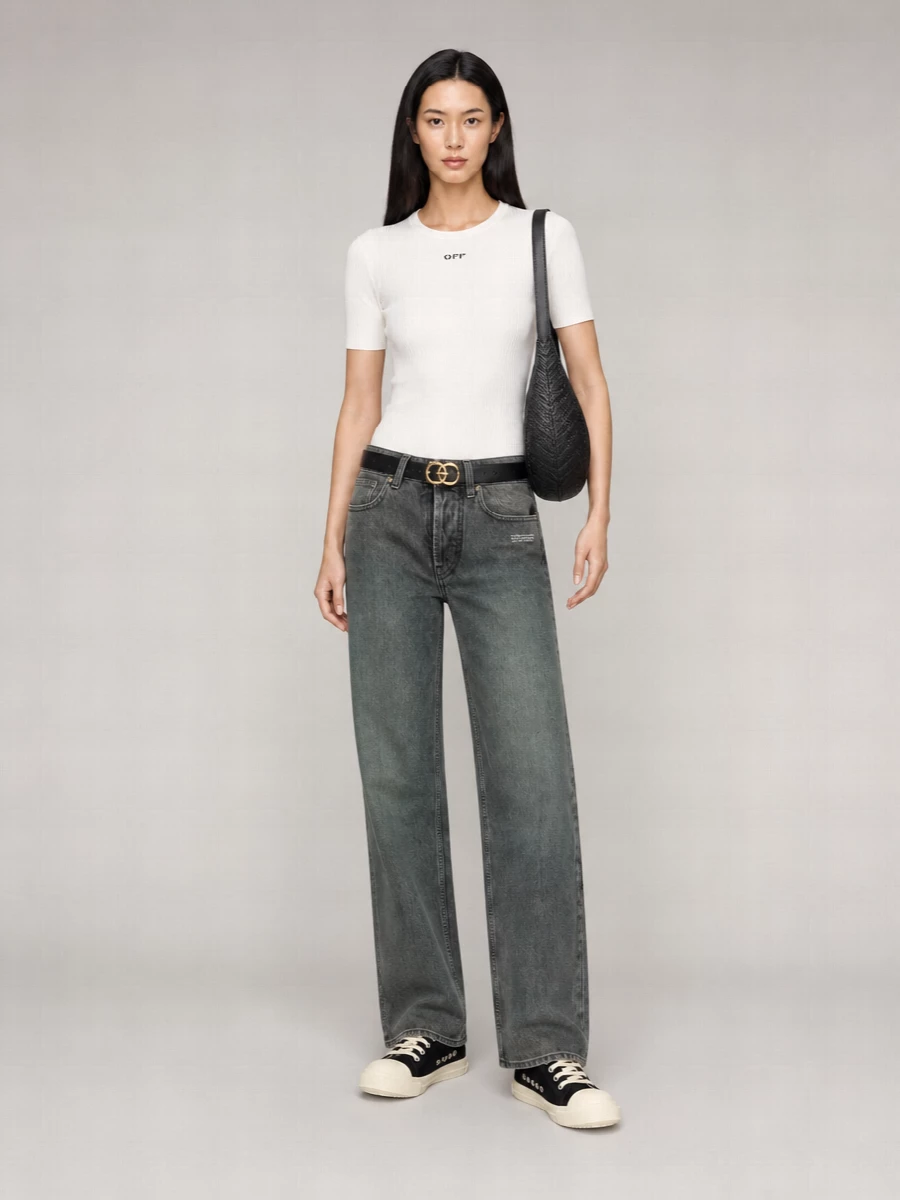 Off-White Stretch Cotton T-Shirt