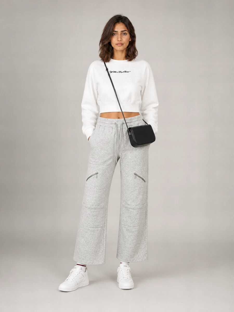 Off-White Cotton Jersey Wide-Leg Trousers