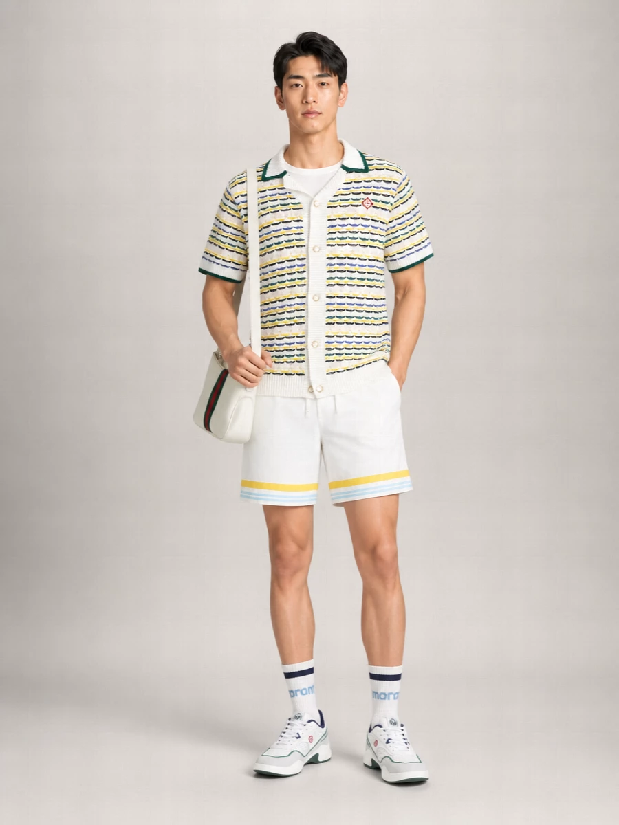 Casablanca Cotton Crochet Short Sleeve Shirt