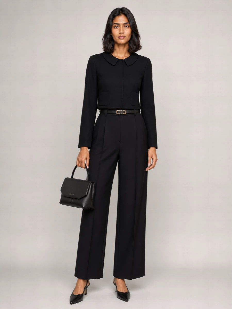 Emporio Armani bow detail peter pan collar wool blend blazer