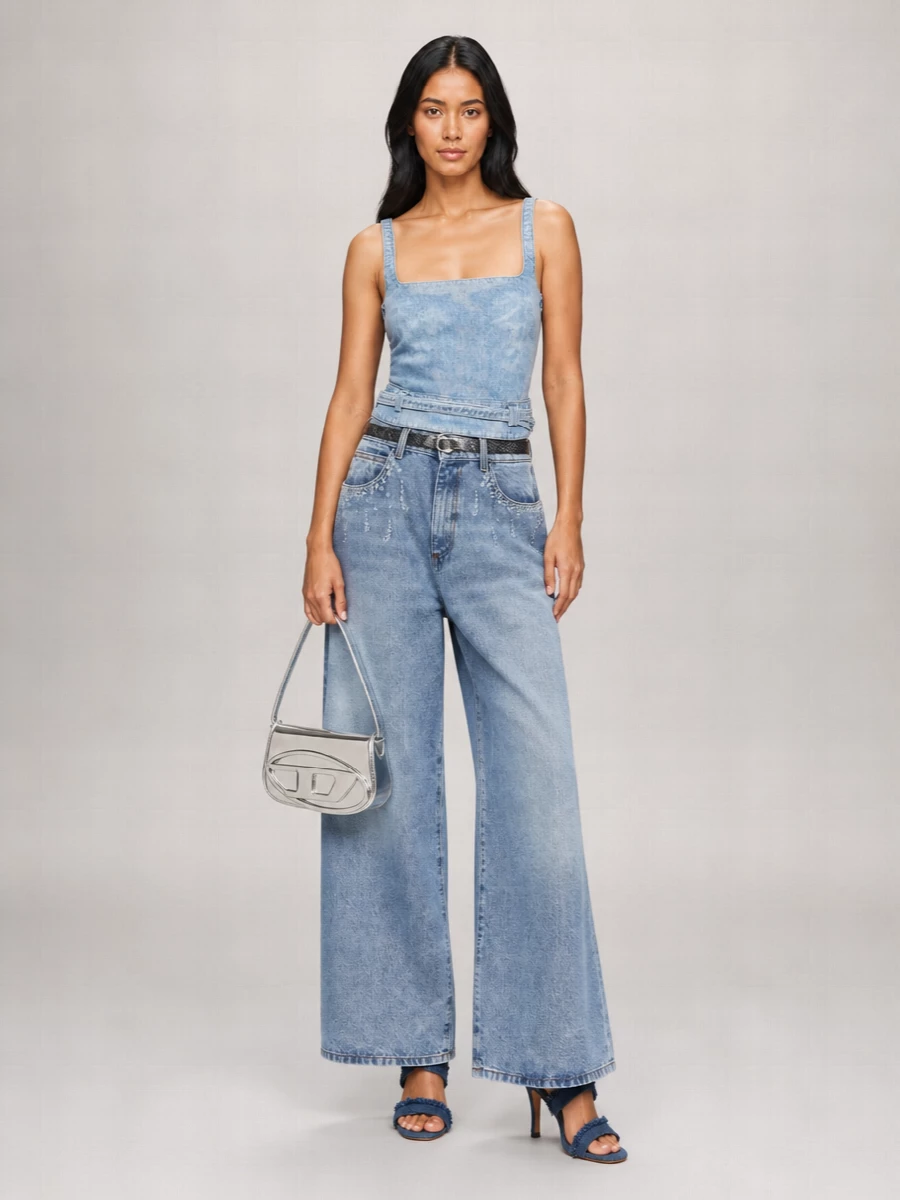 Giuseppe Di Morabito Crystal-Embellished Denim Wide-Leg Jeans