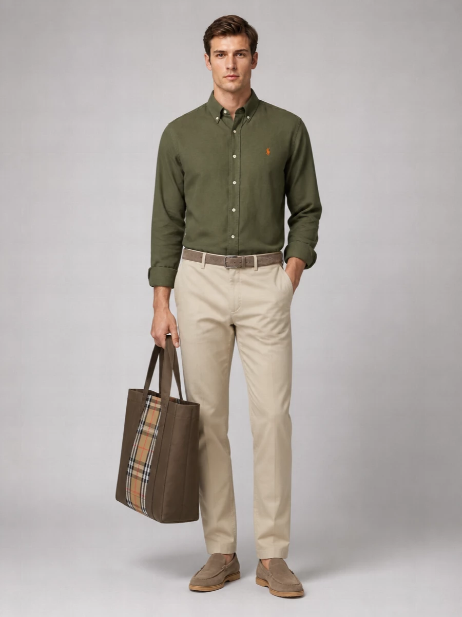 Polo Ralph Lauren Shirt Linen Button-Down Collar Long Sleeves