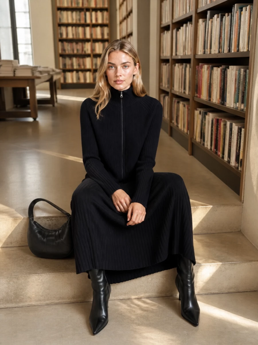 Lisa yang ribbed knit dress lemaire bag outfit
