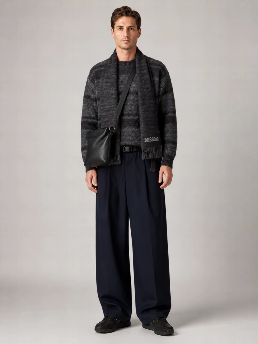 Comme Des Garçons Homme striped wool mohair relaxed-fit crewneck jumper