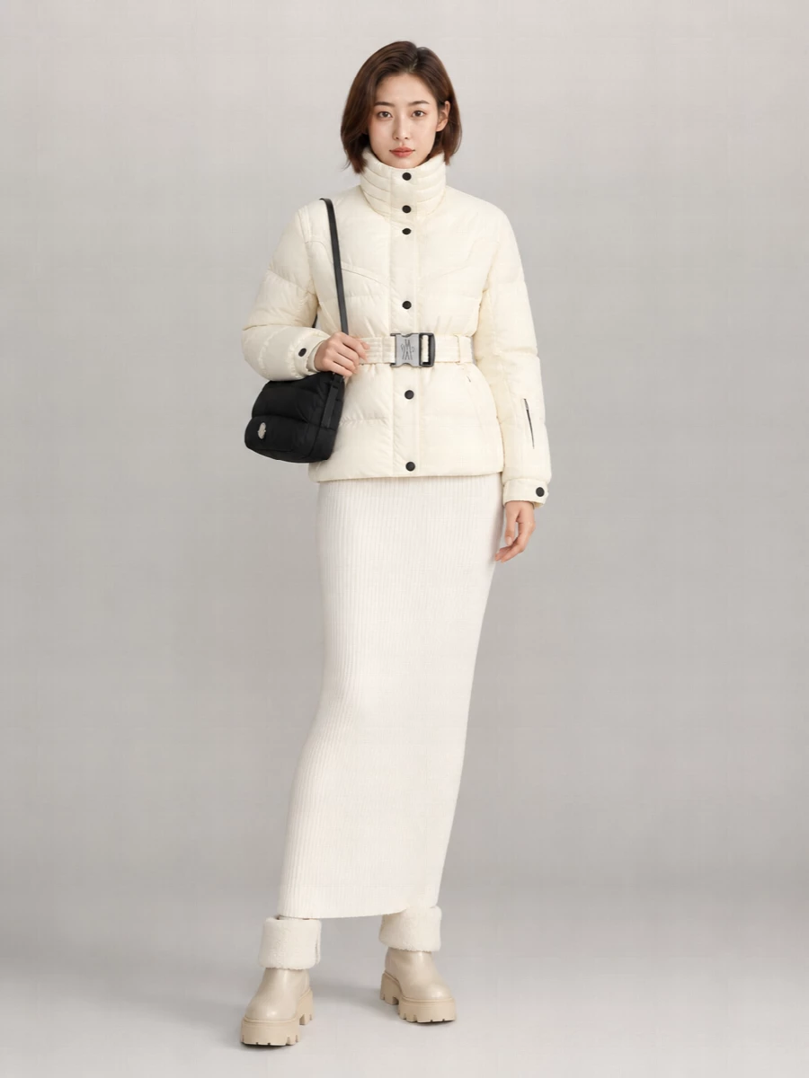 Moncler down belted ski jacket